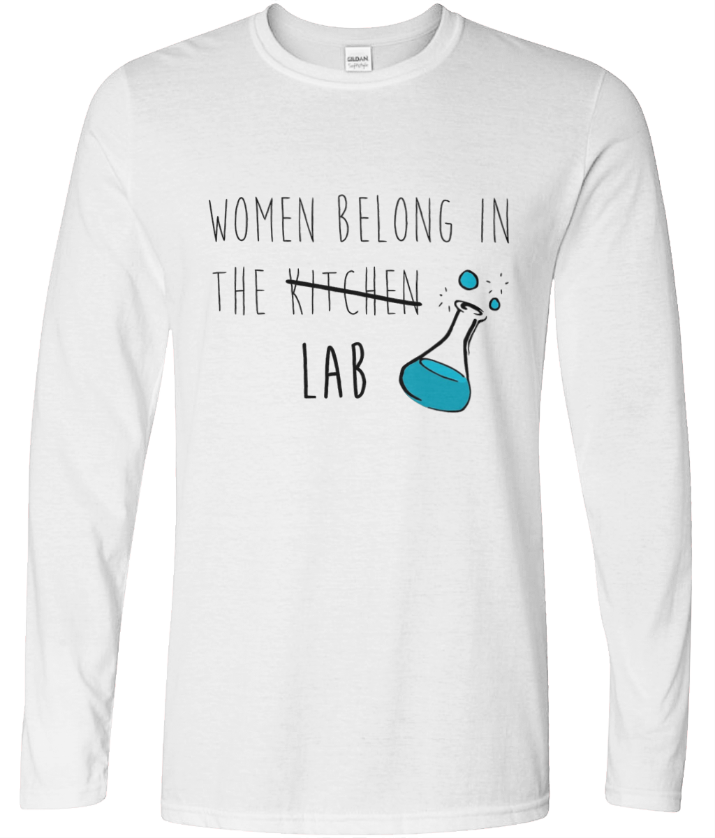 Women Belong In The Lab Long Sleeve Text Tee