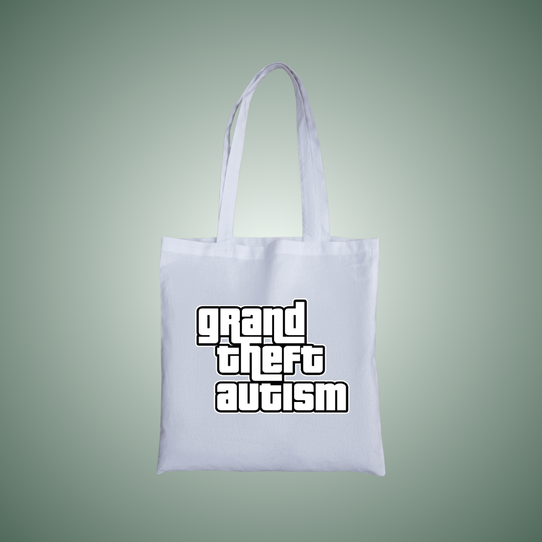 Grand Theft Autism Text Tote Bag