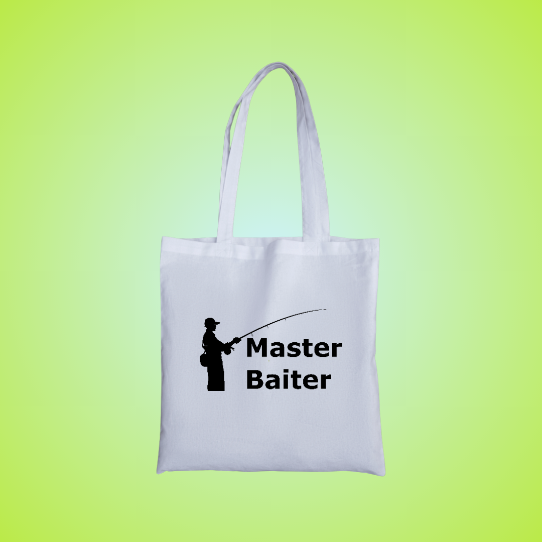 Master Baiter 🧍‍♂️ Text Tote Bag